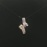 14k Yellow and White Gold 0.50cttw Round and Baguette Diamond Slide Pendant 1"