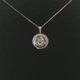18k White Gold and 2cttw Diamond Circle Cluster Pendant Necklace 16"