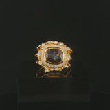 18k Yellow Gold Smoky Quartz and 0.55cttw Diamond Heavy Ring Size 6