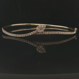 14k Yellow Gold and 0.73cttw Diamond Bypass Bangle Bracelet 6.75"