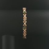 14k Yellow Gold Emerald and 1cttw Diamond Floral X Link Bracelet 6.75"