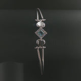 18k White Gold Aquamarine and Diamond Fancy Bracelet Italy 7"