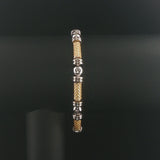 14k Yellow and White Gold 19.6 Solid Bezel Set Diamond Bar Link Bracelet 7"