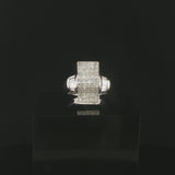 18k White Gold and 2cttw Princess and Baguette Cut Diamond Heavy Ring Size 6.5