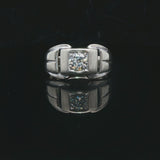14k White Gold and 0.65ct Diamond Men's Buckle Ring Size 12