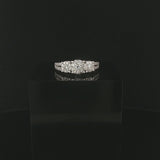10k White Gold and 1cttw Diamond Three Diamond Halo Ring Size 7.75