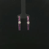 18k White Gold Amethyst and Diamond Inside Out Hoop Earrings Italy 1"