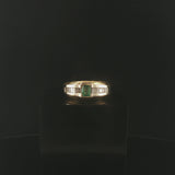 18k Yellow Gold Emerald and 0.30cttw Baguette Diamond Men's Vintage Ring Size 12
