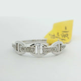 Brand New 14k White Gold and Diamond Buckle Band Ring Size 6.5