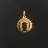 18k Yellow and White Gold 4.4g UnoAErre Horseshoe Pendant Italy 1.5"