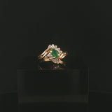 14k Yellow Gold 0.44ct Emerald and 0.20cttw Diamond Bypass Ring Size 6.5
