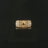 18k Yellow Gold Emerald and Diamond Men's Ring Size 10.25