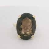 10k Yellow Gold Large Smoky Quartz Cocktail Ring Size 7