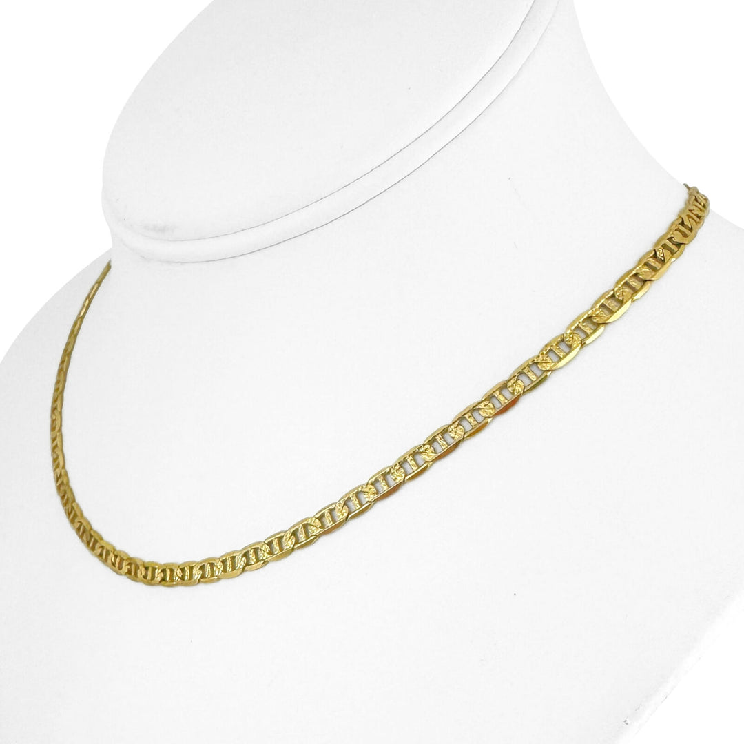 14k Yellow Gold 10g Flat Diamond Cut 4mm Gucci Link Chain Necklace Italy 16"