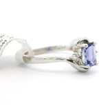 Brand New Tanzanite and Diamond Fancy Ring in 14k White Gold Size 6.5