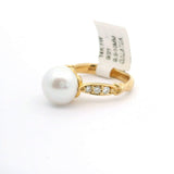 14k Yellow Gold Pearl and Diamond Ring Size 7.5