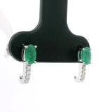 Brand New Emerald and Diamond Stud Earrings in 14k White Gold