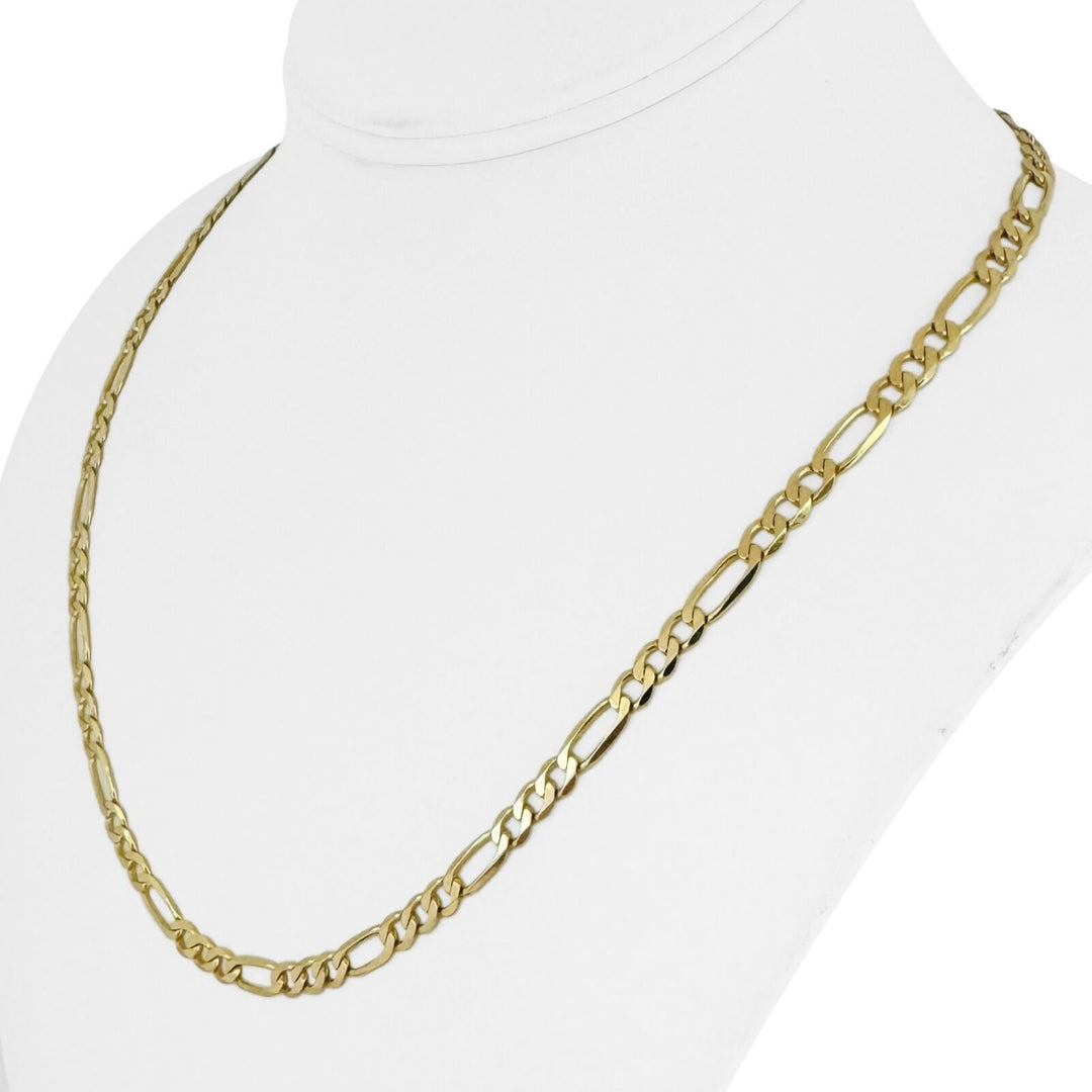 14k Yellow Gold 14g Semi Solid 5mm Figaro Link Chain Necklace Italy 20"