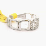 Brand New 14k White Gold and Diamond Open Square Band Ring Size 6.5