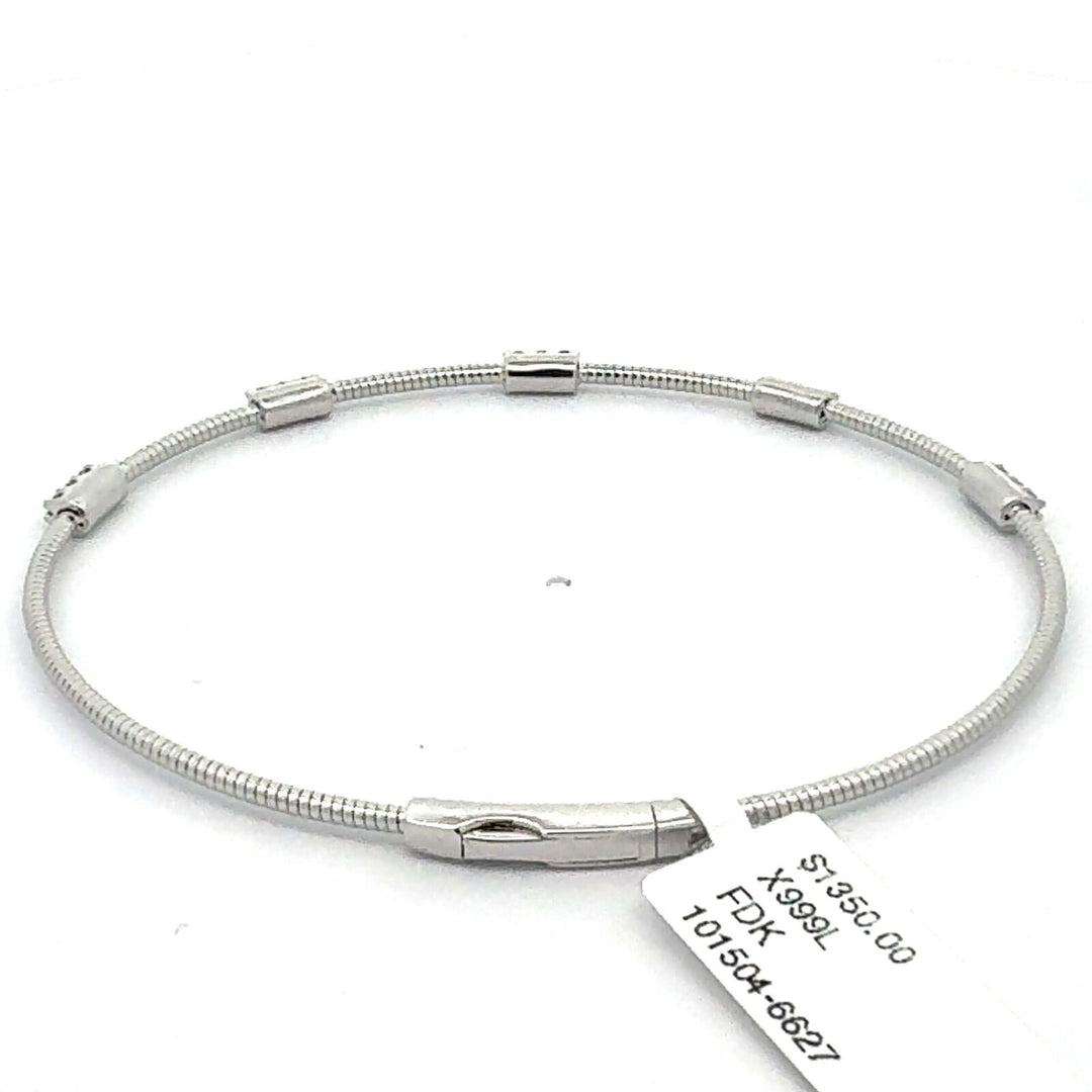 Brand New 14k White Gold and Diamond Bangle Bracelet 7"