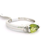 Brand New Peridot and Diamond Ring in 14k White Gold Size 6