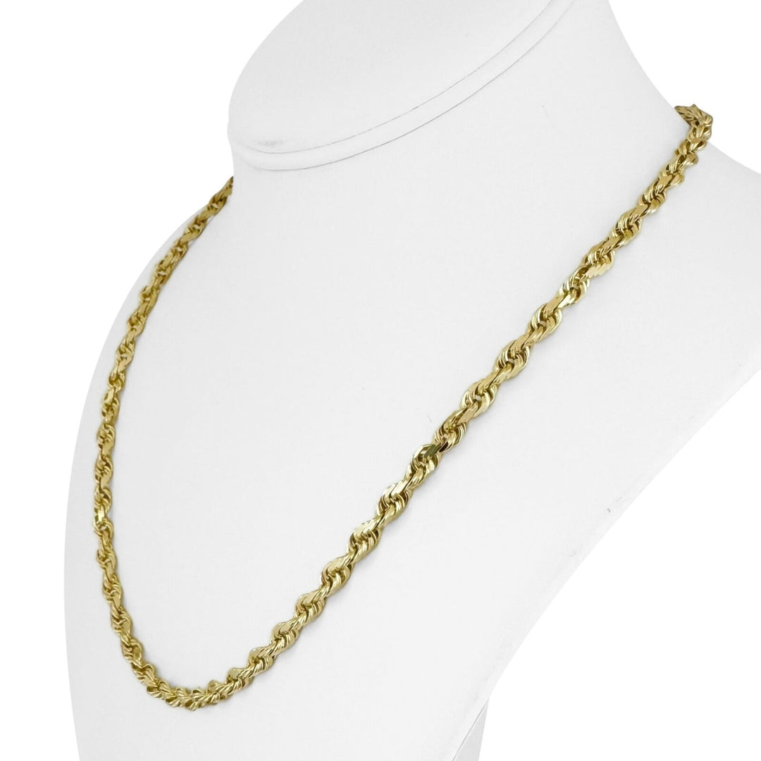 14k Yellow Gold 27.7g Solid Diamond Cut 4.5mm Rope Chain Necklace 20"