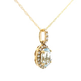 Brand New 14k Yellow Gold Aquamarine and Diamond Pendant Necklace 18"