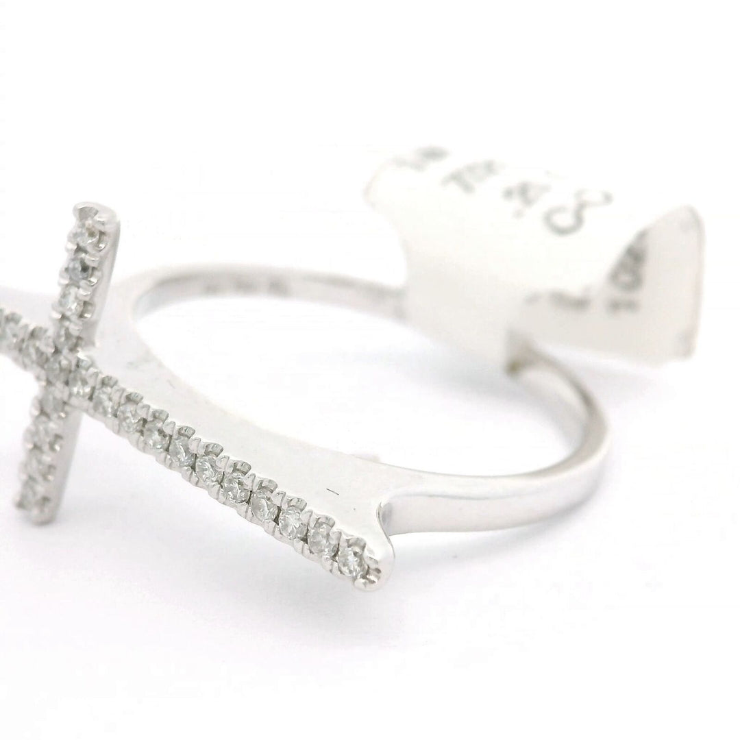 Brand New Diamond Cross Ring in 18k White Gold Size 7