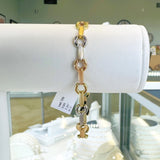 Brand New 14k Tri Tone Gold Fancy Horseshoe Link Bracelet 7.25"