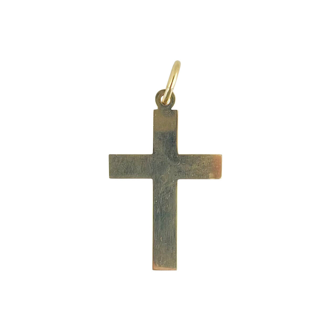 18k Yellow Gold 10.4g Solid Polished Cross Pendant 1.8"