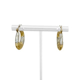 14k Yellow and White Gold 3g Hollow Light Hoop Earrings 1"