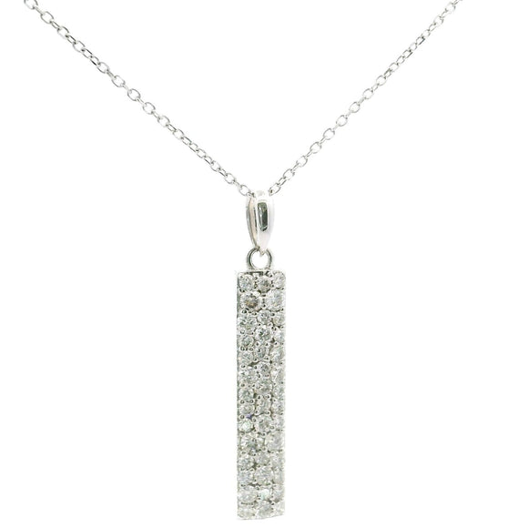 Brand New 14k White Gold and 0.51ct Diamond Bar Pendant Necklace 18