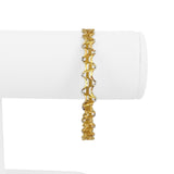 22k Yellow and White Gold 15g Solid Diamond Cut 6mm Fancy Bangle Bracelet 7.85"