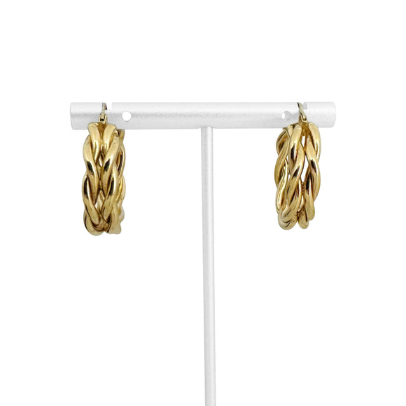14k Yellow Gold 6.6g Ladies Polished Braided Hoop Earrings