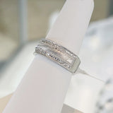 Brand New 14k White Gold and Diamond Fancy Band Ring Size 6