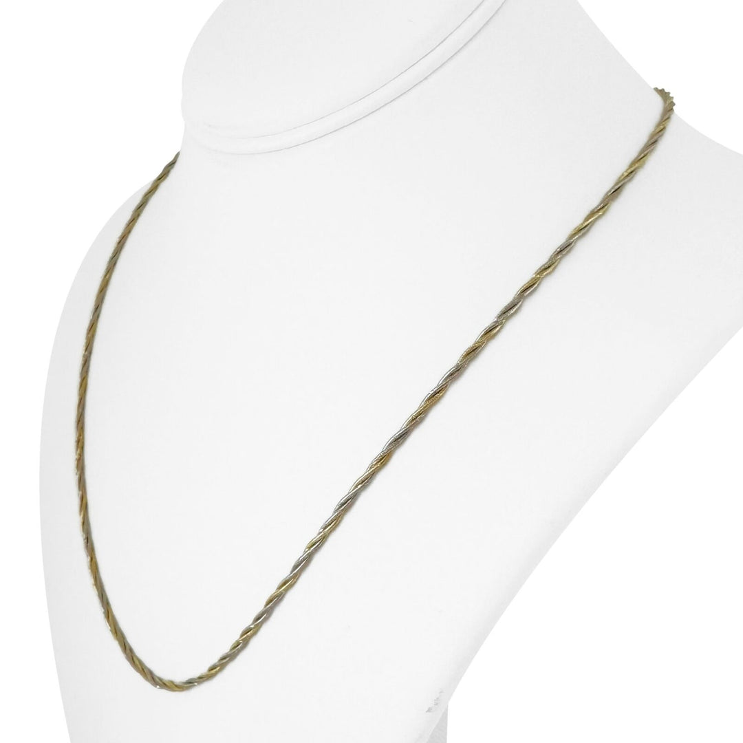 14k Yellow and White Gold 12.3g Two Tone Twisted Snake Link Necklace 20"