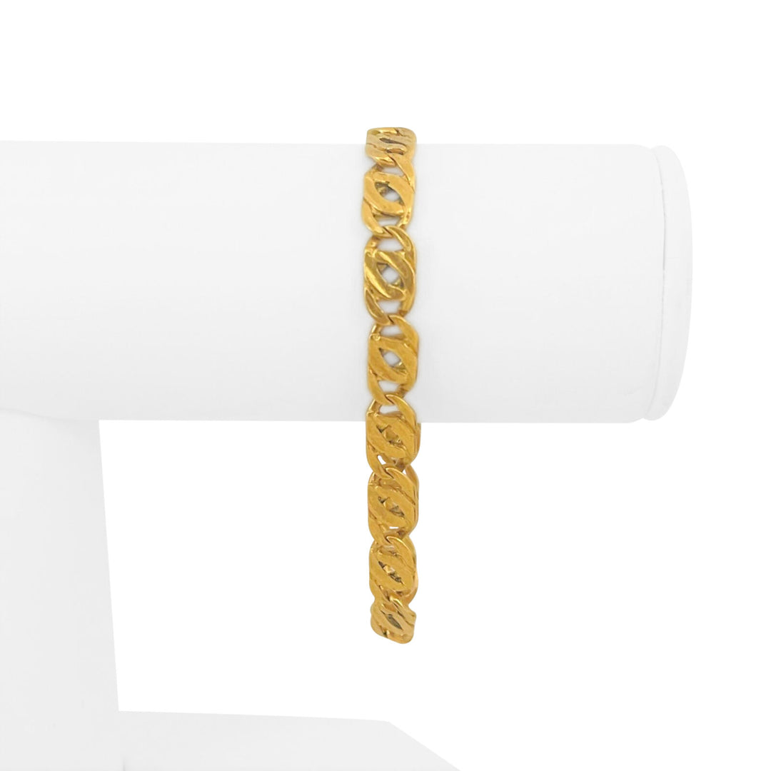 24k Pure Yellow Gold 25.3g Solid 8mm Fancy Gucci Link Bracelet 7.5"