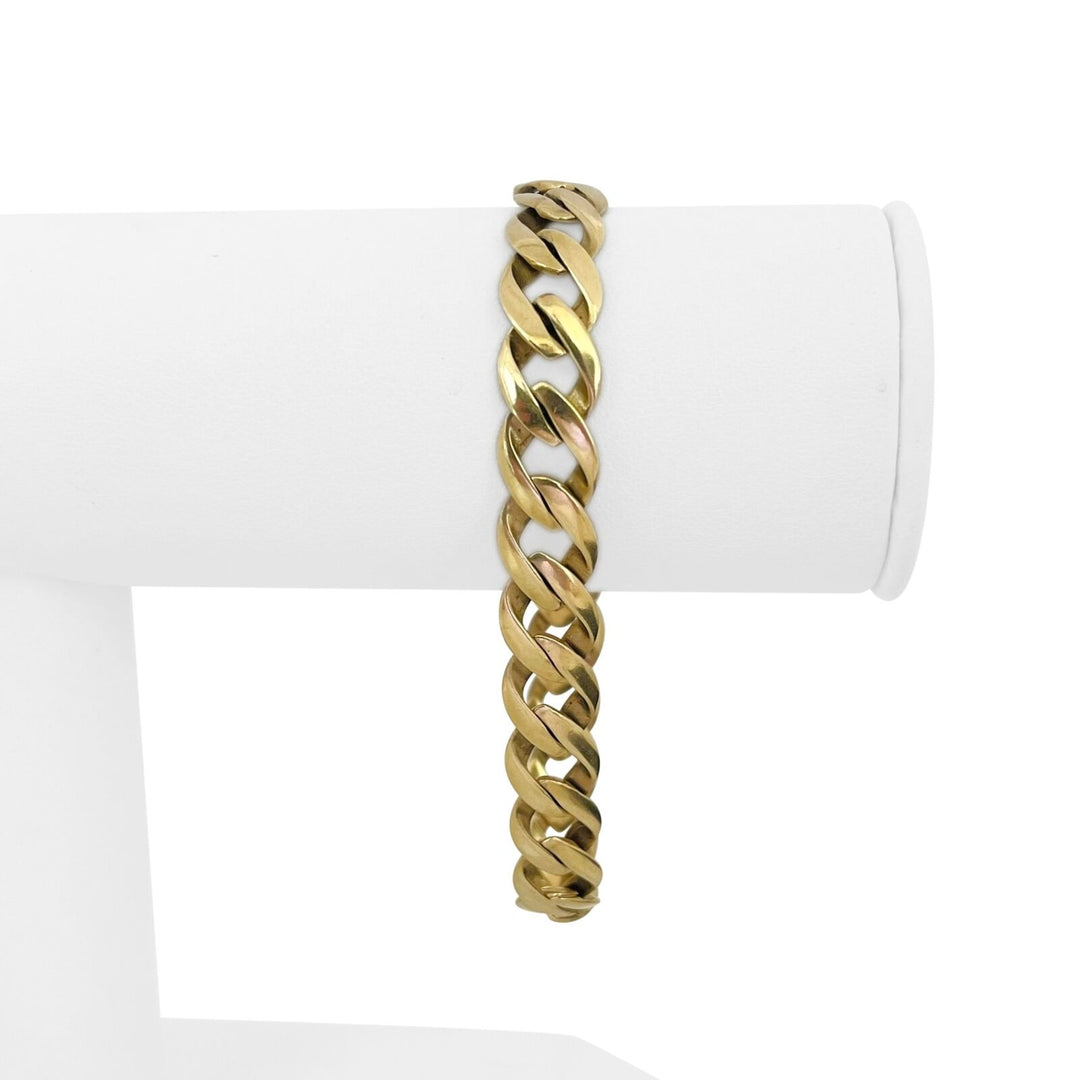 14k Yellow Gold 18.3g Hollow Men's 10mm Curb Link Bracelet 8"