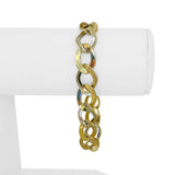 Brand New 14k Yellow and White Gold Fancy Curb Link Bracelet Italy 7.5"