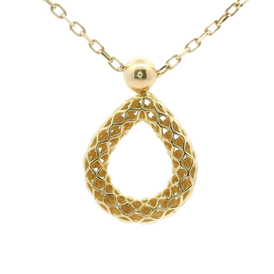 Brand New 14k Yellow Gold Honeycomb Design Pendant Necklace 16.5"