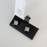 Brand New 1.5cttw Princess Cut Diamond Stud Earrings 14k White Gold