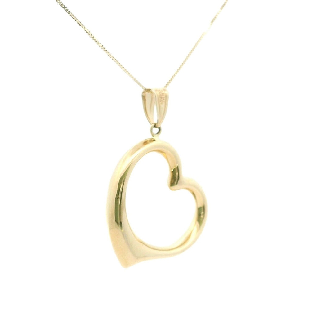 Brand New 14k Yellow Gold Heart Pendant Necklace 18"