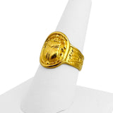 24k Pure Yellow Gold 14.4g Solid Scarab Beetle Ankh Ring Size 7