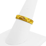 24k Pure Yellow Gold 7.4g Diamond Cut 4mm Floral Band Ring Size 7.25