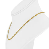 24k Pure Yellow Gold 7.2g Solid Thin 2.5mm Twisted Curb Link Chain Necklace 17"