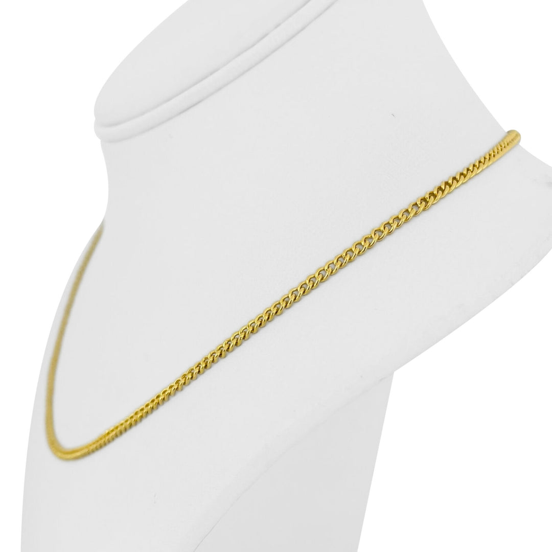 24k Pure Yellow Gold 15g Solid Thin 2.5mm Curb Link Chain Necklace 18"