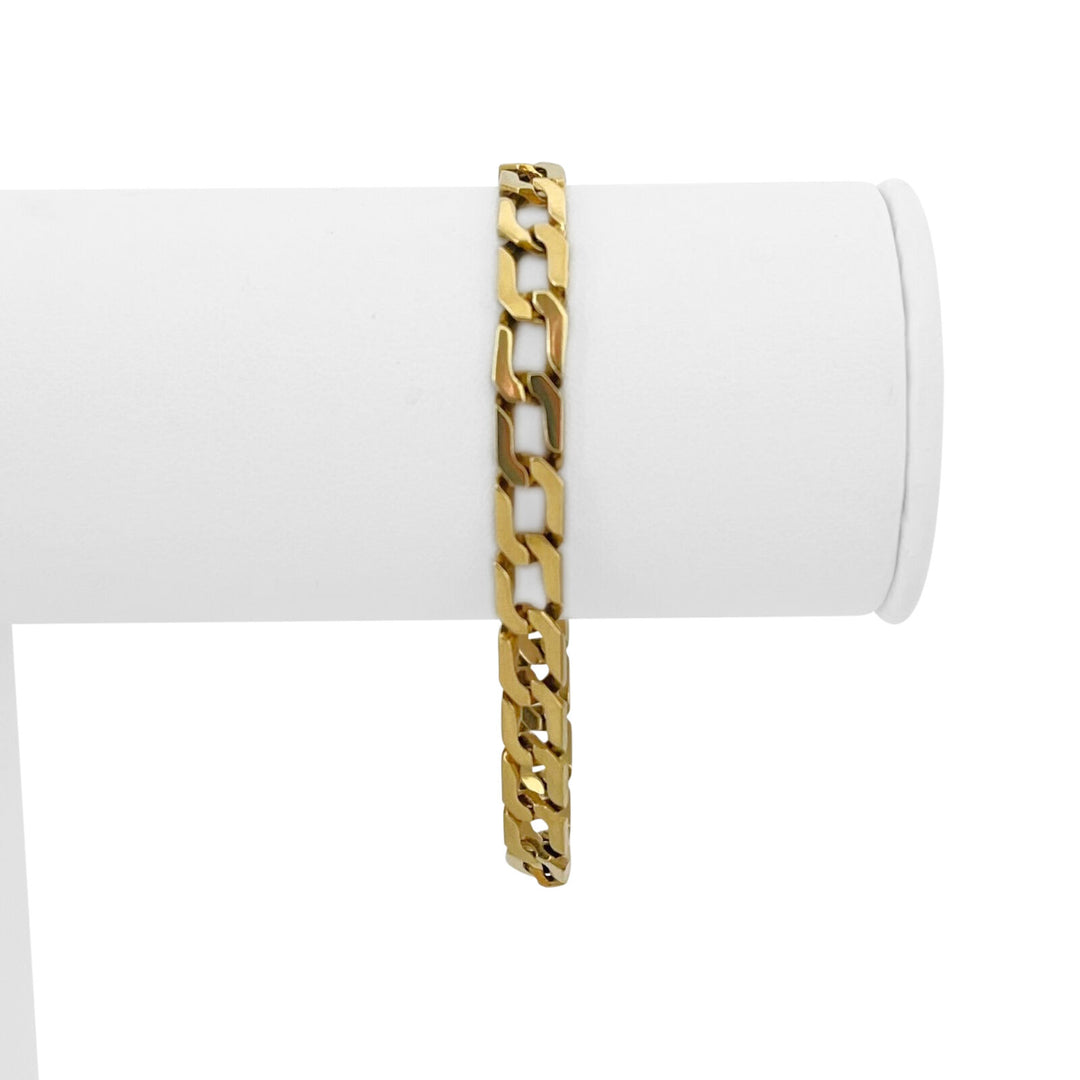18k Yellow Gold 15.6g Ladies 6mm Squared Curb Link Bracelet 7"