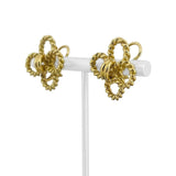 Bouzan 18k Yellow Gold 16.3g Ladies Clover Rope Twist Clip On Earrings