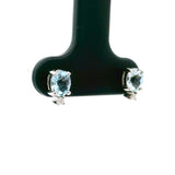 Brand New Aquamarine and Diamond Stud Earrings in 14k White Gold