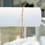 Brand New 14k Rose Gold and Bezel Set Diamond Bangle Bracelet 7"